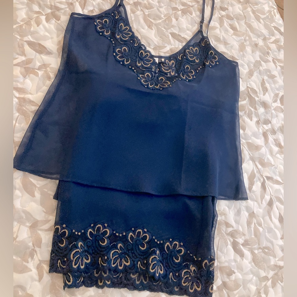 Sheer Navy Blue Cami with Matching Bottom by Willow Blossom